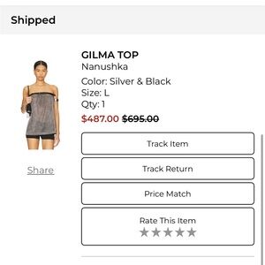 Nanushka Gilma Blouse - Metallic Silver and Black